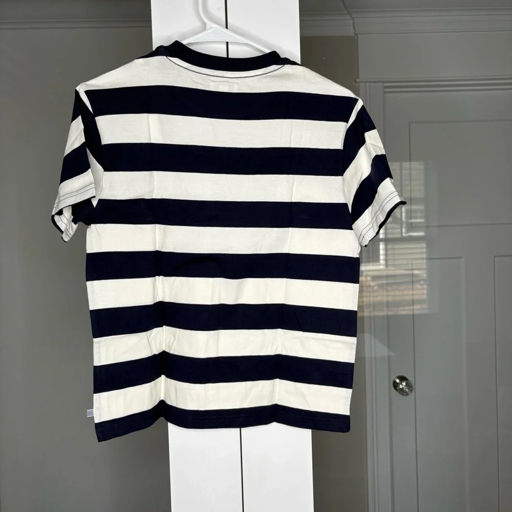 NWT J. Crew Crewcuts Kids' Crewneck T-shirt Stripe White Navy Blue